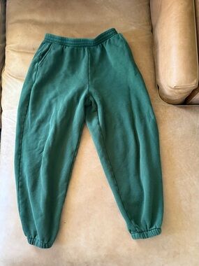 Kids Forest Green Fleece Jogger Pants